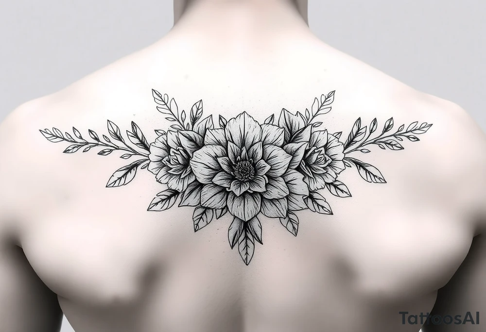 Ornamental floral shoulder tattoo tattoo idea