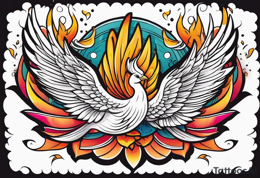 lotus & flying phoenix. determination, resilience & strength tattoo idea