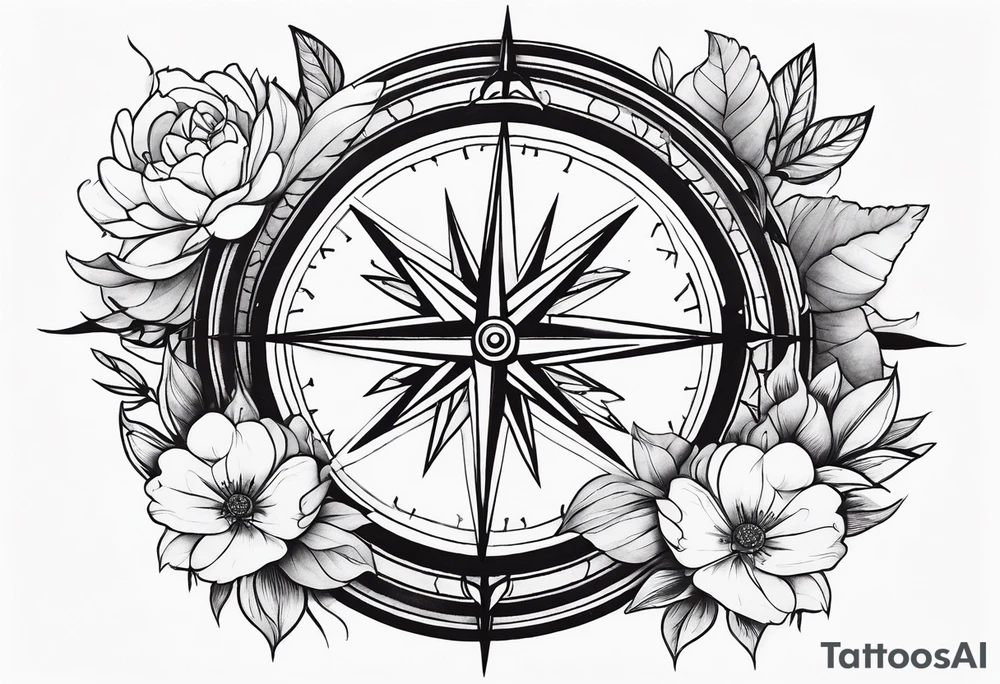 Flowers. Compass. tattoo idea