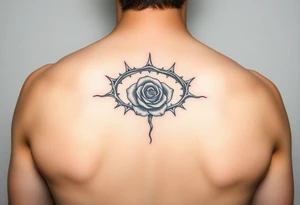 Crown of thorns with a rose in the middle tattoo idea