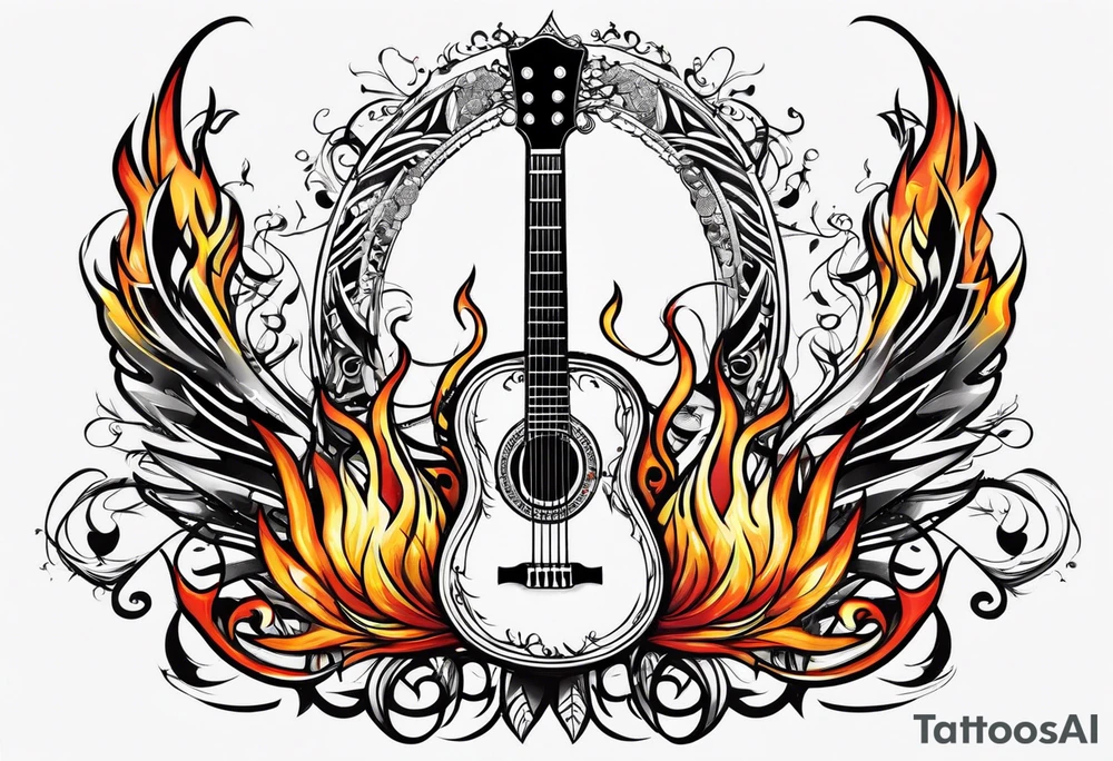 Music on fire tattoo idea
