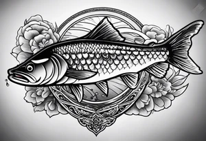 Fishingpole with memorium of a friend tattoo idea