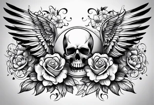 arm sleeve tattoo full guns and flowers and wings tattoo idea