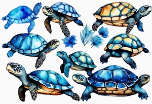 a turtle covered in blue fur tattoo idea