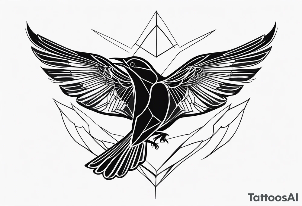 An abstract blackbird with no color and very little detail. tattoo idea