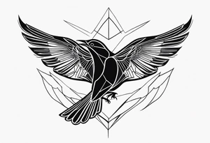 An abstract blackbird with no color and very little detail. tattoo idea