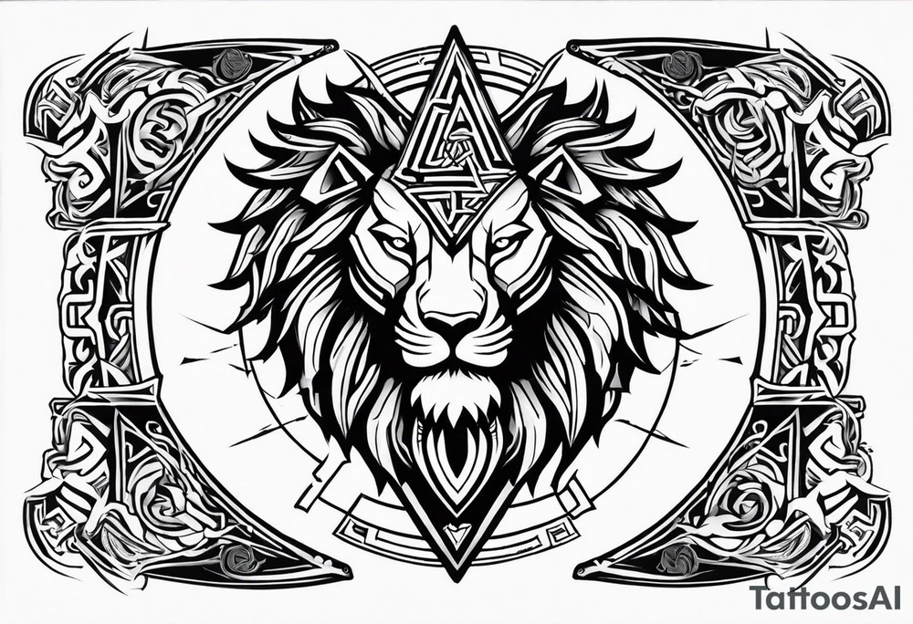 Valhalla sword shield lion dragon valknut tattoo idea