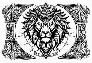 Valhalla sword shield lion dragon valknut tattoo idea