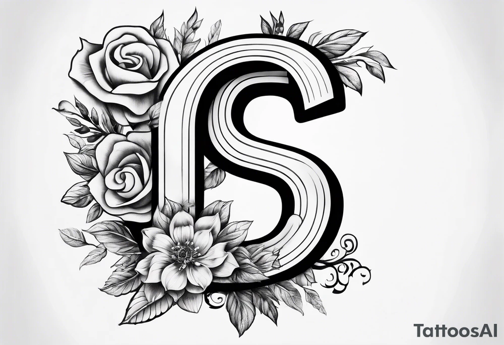 A surreal Letter S made out of flowers tattoo idea