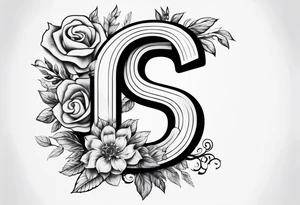 A surreal Letter S made out of flowers tattoo idea