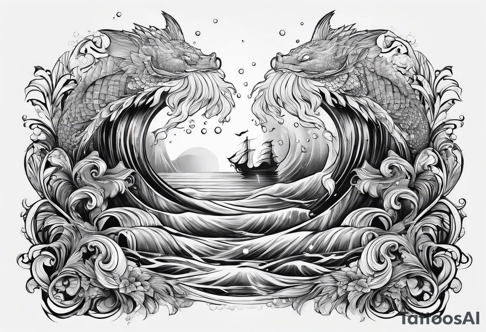 Neptun mit Wasser tattoo idea