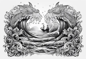 Neptun mit Wasser tattoo idea
