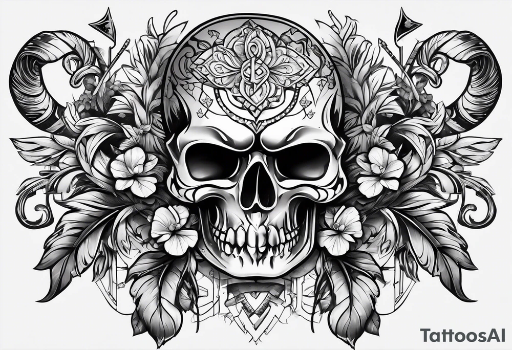 idea of adding buffs to people with this tattoo. using realistic style with arrows and Four Leaf Clover to generating stats of Luck. tattoo idea
