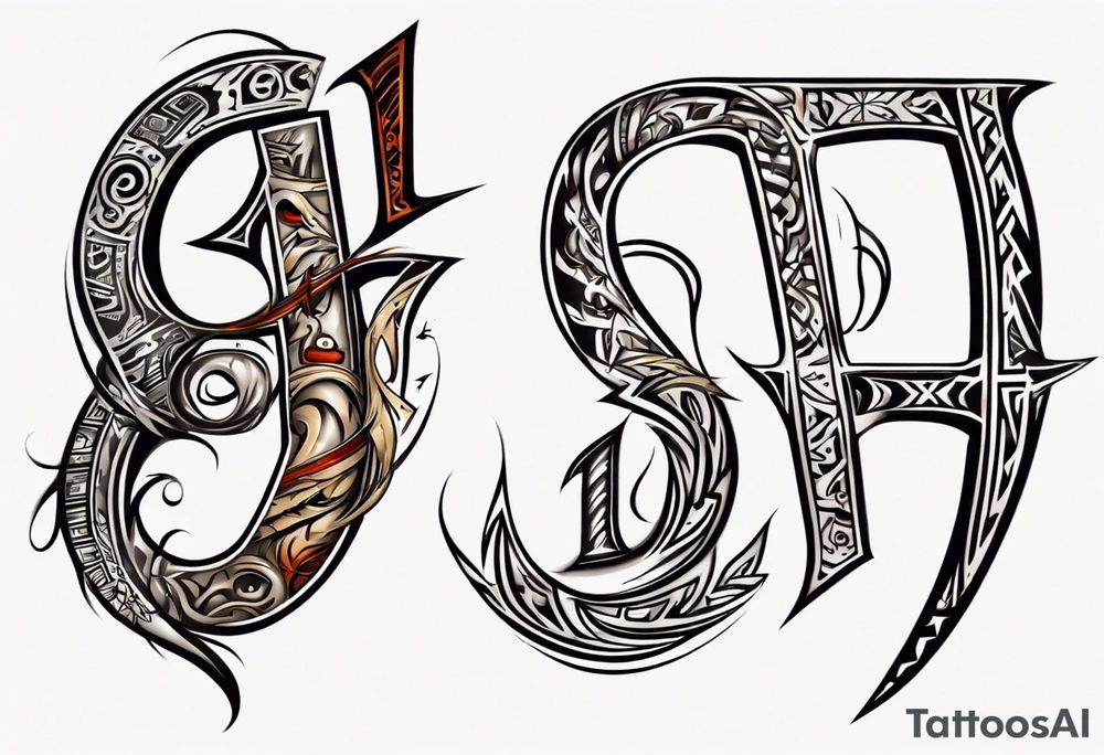 combine the letters E and H tattoo idea