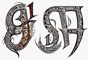 combine the letters E and H tattoo idea