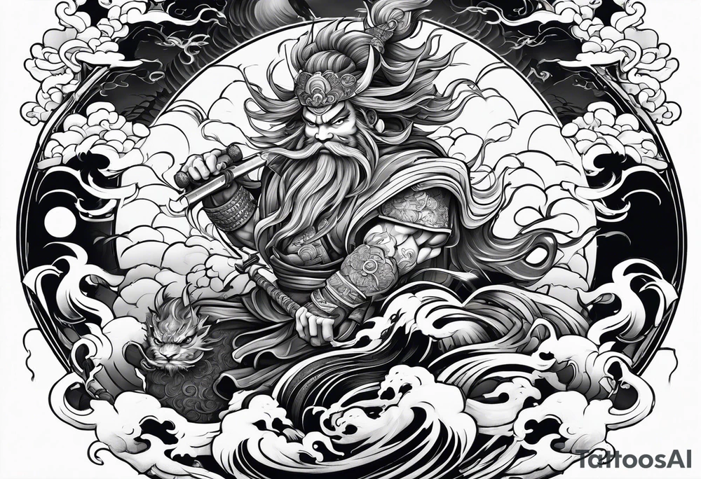 Japanese thunder god and japanese wind god tattoo idea