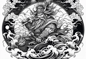 Japanese thunder god and japanese wind god tattoo idea