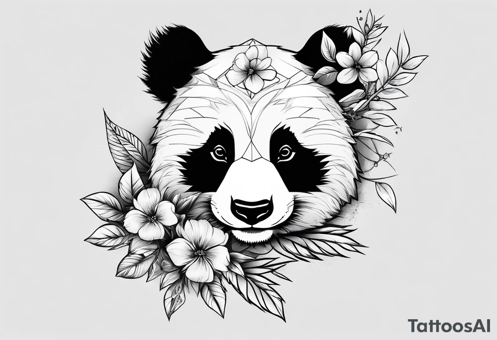 Punk Panda with flowers tattoo idea