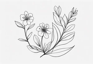 “Generate a subtle botanical tattoo with soft, flowing lines, showcasing tiny flowers and leaves arranged in a delicate pattern tattoo idea