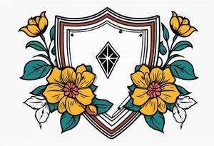 shield

old school vintage simple traditional design with vintage flowers surrounding
bold color simple tattoo idea