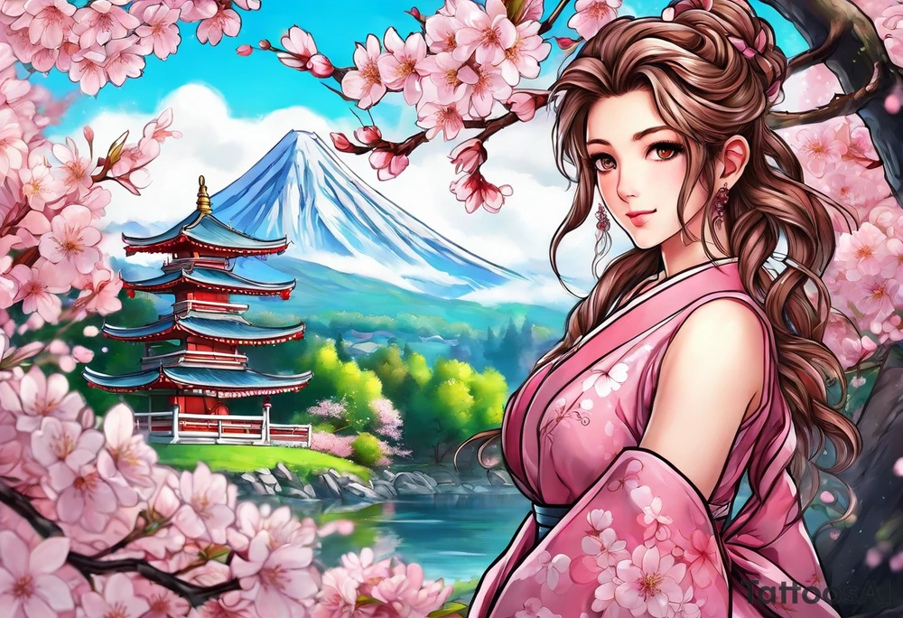 Cherry blossoms aerith Gainsborough tattoo idea