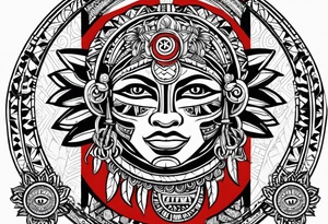 Taino Tribal sun holding the 🇵🇷, 🇻🇮 and 🇹🇹 flags tattoo idea