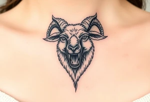 A   wolf sheep showing teeth as a mystical creature tattoo idea