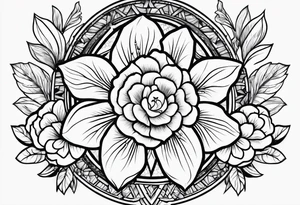 Wonder Woman symbol design with flowers tattoo idea