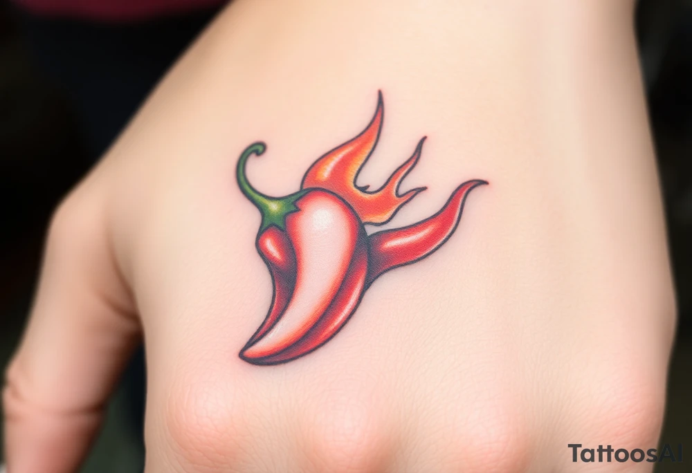 Chili pepper with flames tattoo idea