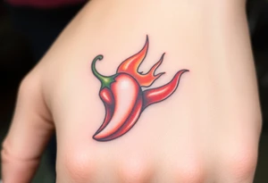 Chili pepper with flames tattoo idea
