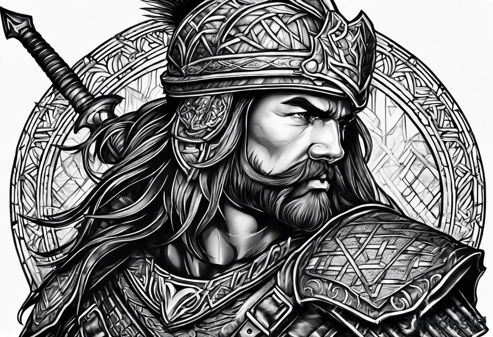 Scottish highland warrior tattoo idea