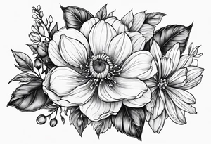 March, April June November December birth flowers tattoo idea