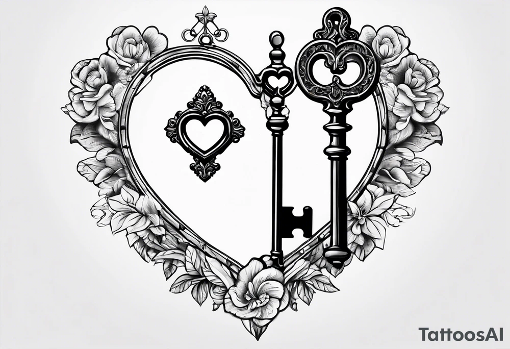 Heart shaped antique key tattoo idea