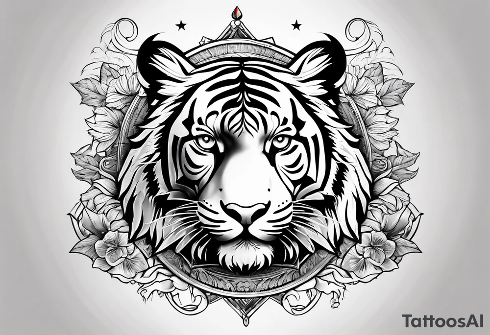 Compass tiger tattoo idea