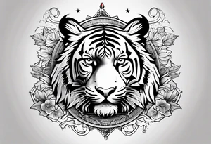 Compass tiger tattoo idea