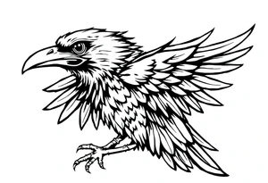 linear abstract raven tattoo idea