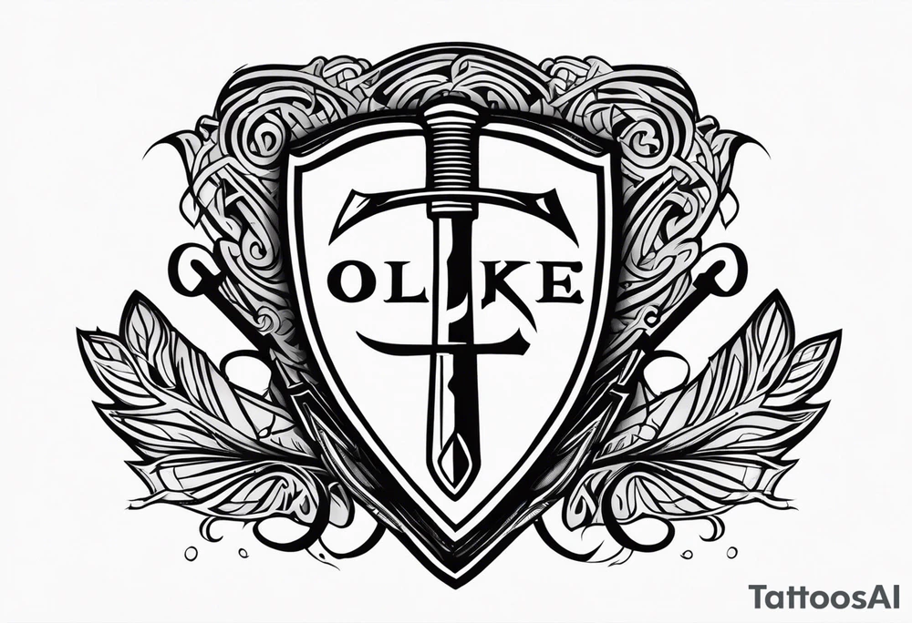 Valhalla sword shield axe tattoo idea