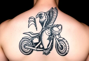 Harley Davidson sporter motorcycle with bald eagle American flag and a bass fish tattoo idea