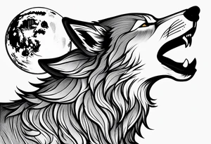 a wolf howling at the moon 
no background
scary tattoo idea