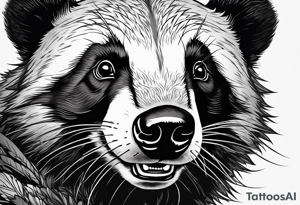 aggressive and killer badger/wolverine with cute face and some quotes tattoo idea