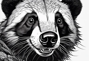 aggressive and killer badger/wolverine with cute face and some quotes tattoo idea