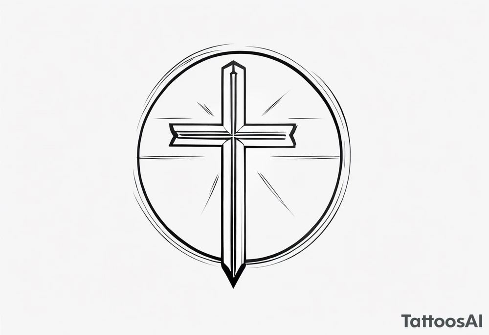 Picture of a simple cross to represent God with an arrow pointing up on top tattoo idea