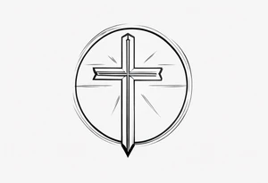 Picture of a simple cross to represent God with an arrow pointing up on top tattoo idea