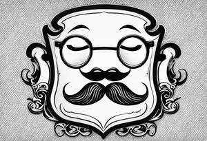 a simple outline of a tooth, white and shiny, with a monocle and mustache tattoo idea