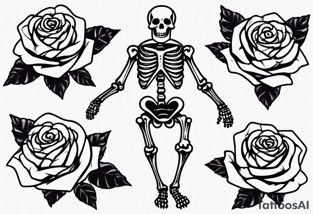 Dancing skeleton on a rose tattoo idea