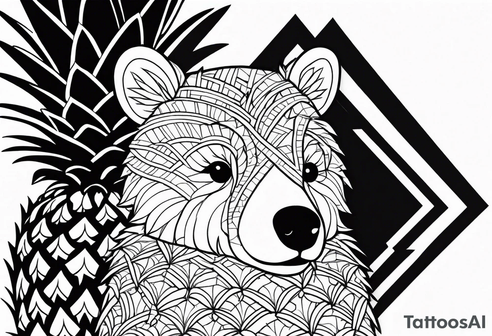 Cute pineapple bear tattoo idea