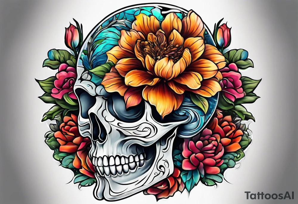 Brain and flower tattoo idea