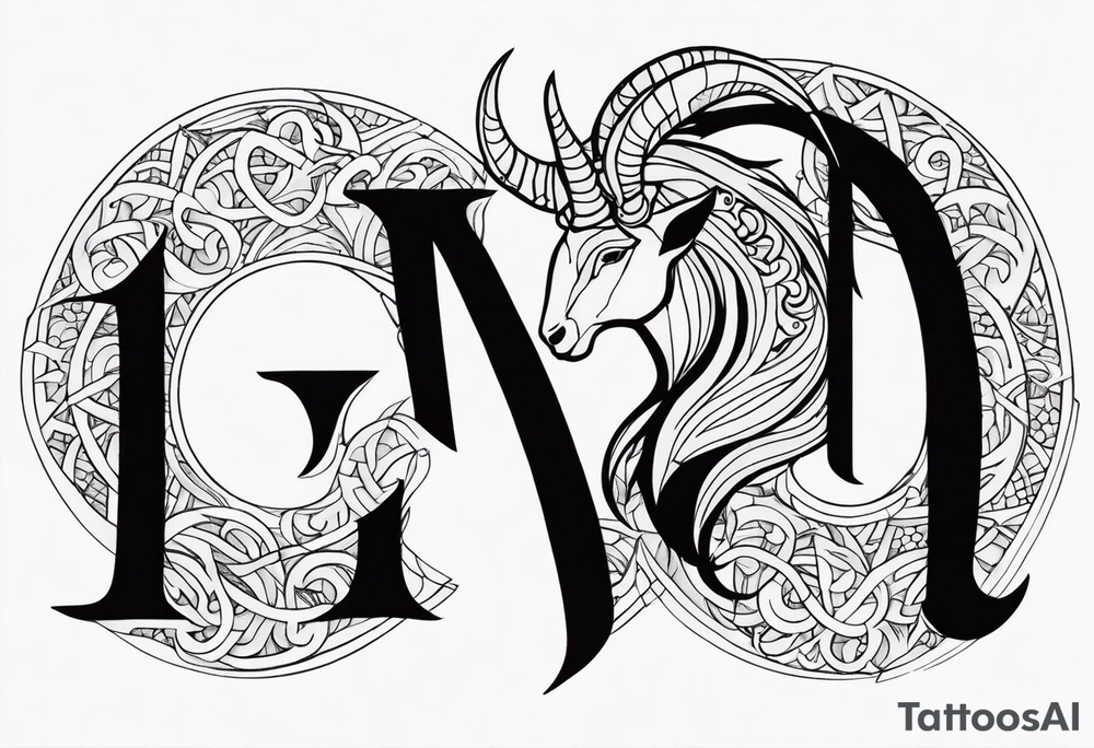 Capricorn and includes the letters JY tattoo idea