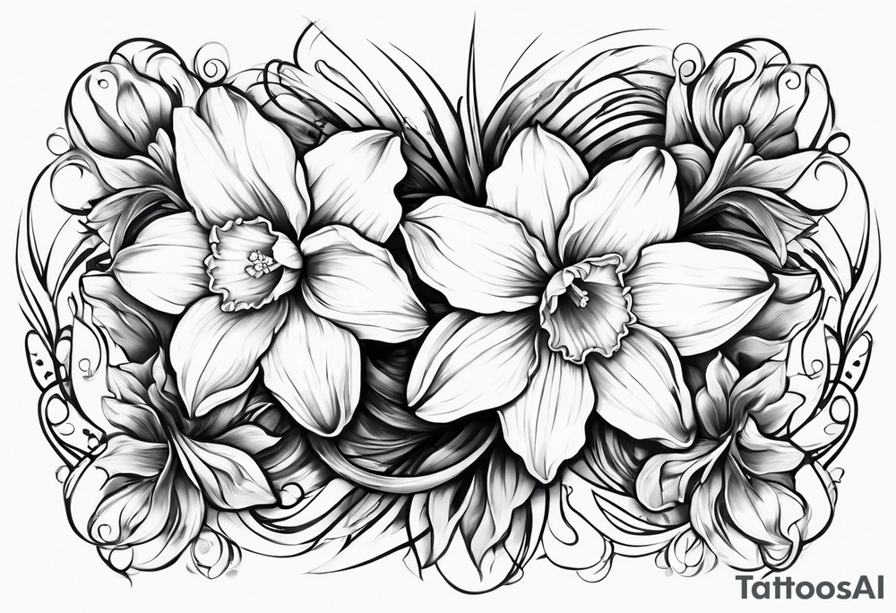 Daffodil birth flower chain tattoo idea