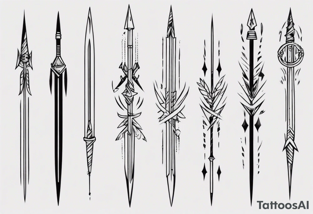 2 parallel spears tattoo idea